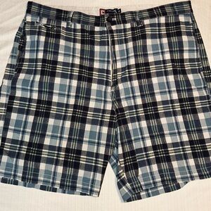 Chaps Navy and White Plaid Shorts